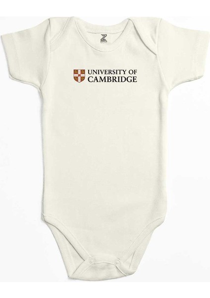 University Of Cambridge Logo Text Ekru Renk Bebek Body Zıbın