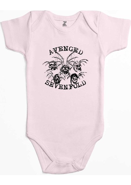 Avenged Sevenfold Smile Skulls Pembe Renk Bebek Body Zıbın