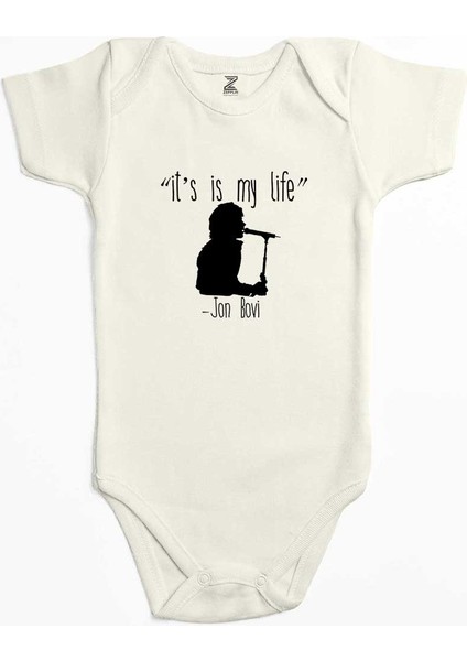 Bon Jovi It's My Life Ekru Renk Bebek Body Zıbın