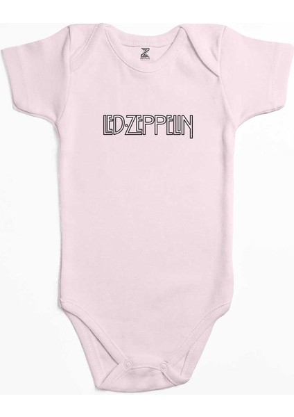 LED Zeppelin Logo 2 Pembe Renk Bebek Body Zıbın