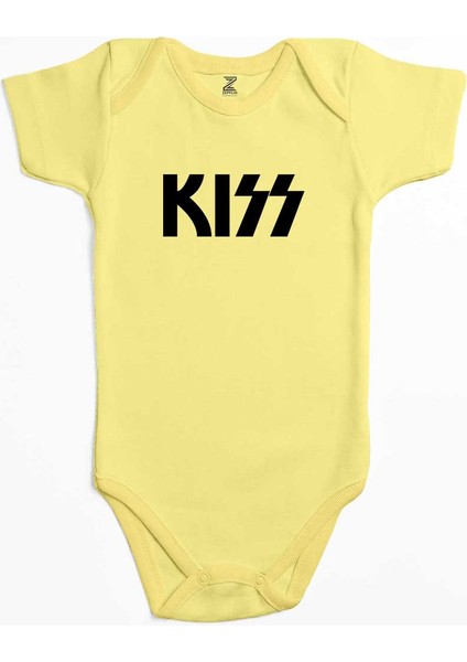 Kiss Logo 2 Sarı Renk Bebek Body Zıbın