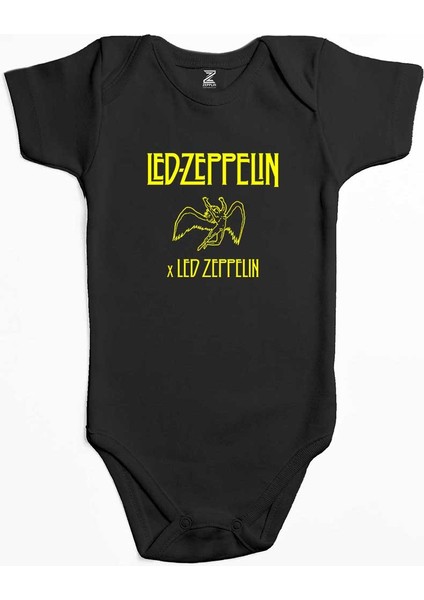 LED Zeppelin Angel Siyah Renk Bebek Body Zıbın