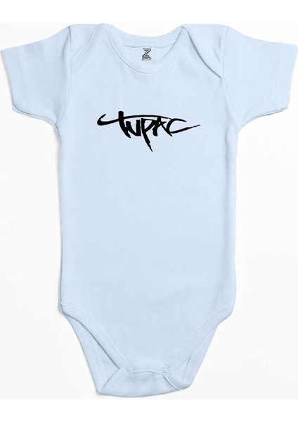 Tupac Logo 2 Mavi Renk Bebek Body Zıbın