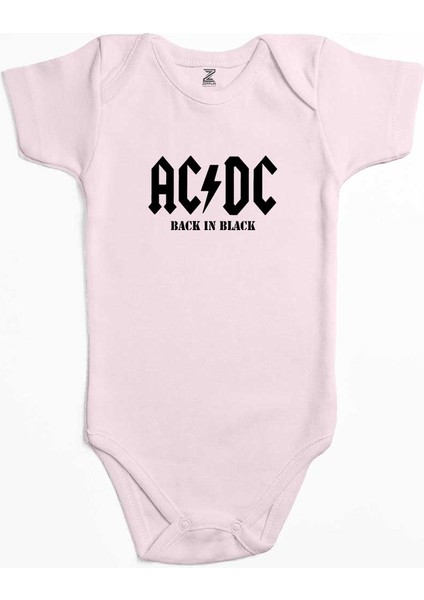 Ac Dc Back In Black Pembe Renk Bebek Body Zıbın
