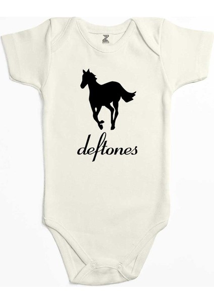 Deftones Pony Ekru Renk Bebek Body Zıbın