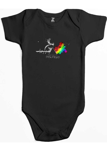 Pink Floyd Rainbow Siyah Renk Bebek Body Zıbın