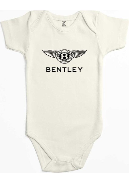 Bentley Logo Ekru Renk Bebek Body Zıbın