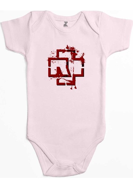Rammstein Logo 4 Pembe Renk Bebek Body Zıbın