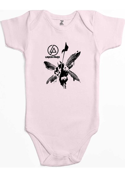 Linkin Park Butterfly Pembe Renk Bebek Body Zıbın