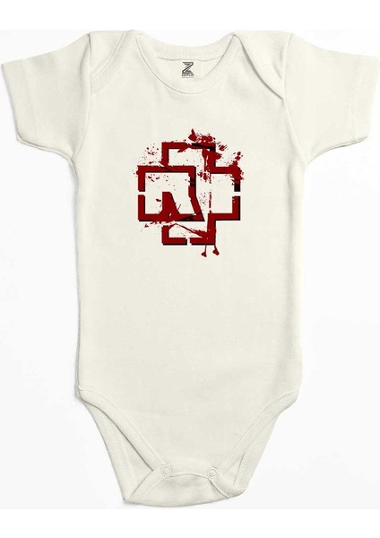 Rammstein Logo 4 Ekru Renk Bebek Body Zıbın