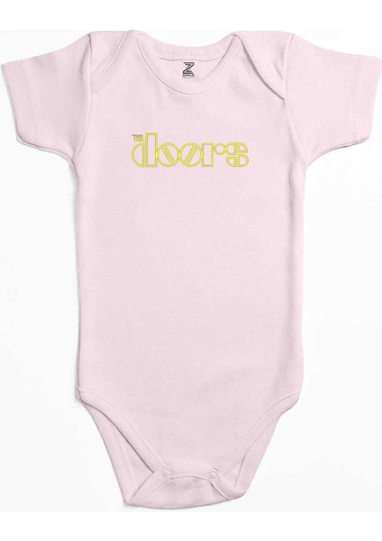 The Doors Logo Yellow Pembe Renk Bebek Body Zıbın