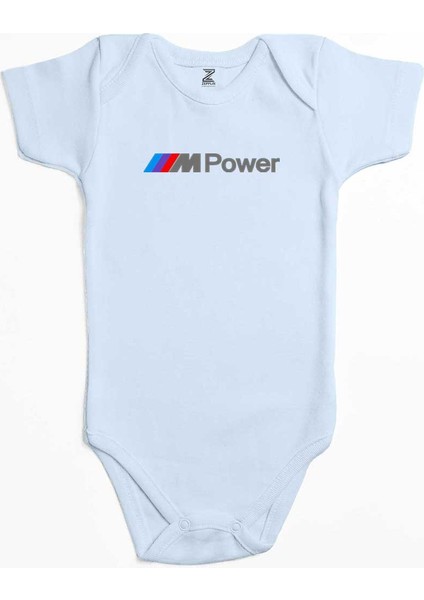Bmw M Power Text Mavi Renk Bebek Body Zıbın