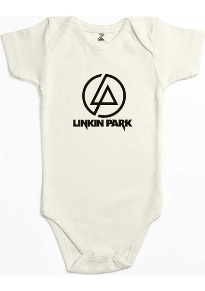 Linkin Park Logo Ekru Renk Bebek Body Zıbın
