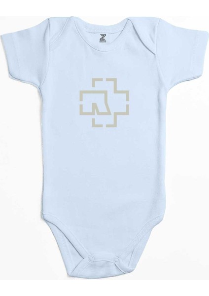 Rammstein Logo Mavi Renk Bebek Body Zıbın