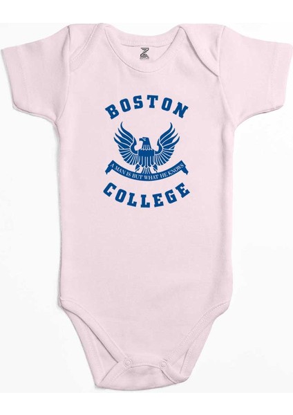 Boston College Logo Pembe Renk Bebek Body Zıbın