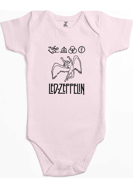 LED Zeppelin Zoso Pembe Renk Bebek Body Zıbın