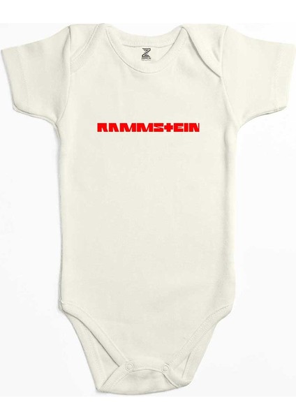 Rammstein Text Red Ekru Renk Bebek Body Zıbın
