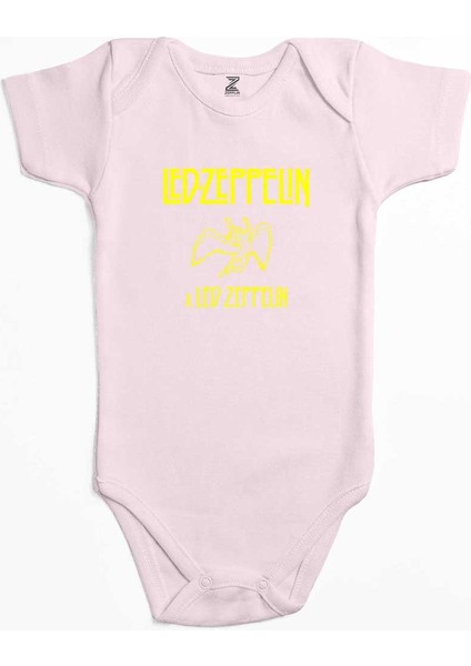 LED Zeppelin Angel Pembe Renk Bebek Body Zıbın