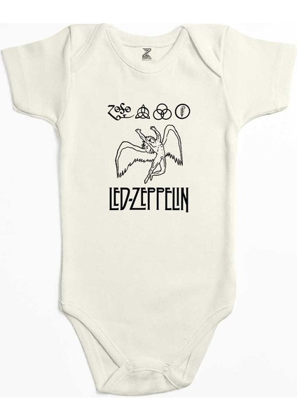 LED Zeppelin Zoso Ekru Renk Bebek Body Zıbın