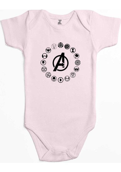 Avengers Heroes Logo Pembe Renk Bebek Body Zıbın