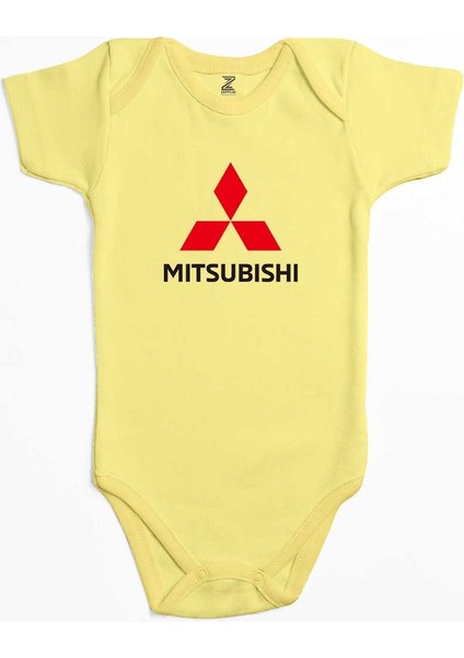 Mitsubishi Logo Sarı Renk Bebek Body Zıbın