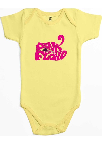 Pink Floyd Black Text Sarı Renk Bebek Body Zıbın
