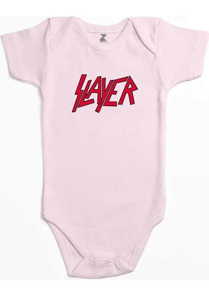 Slayer Logo Classic Pembe Renk Bebek Body Zıbın