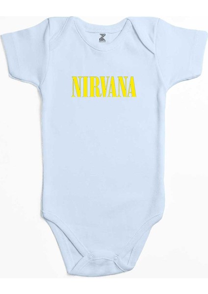 Nirvana Yazı Sarı Mavi Renk Bebek Body Zıbın