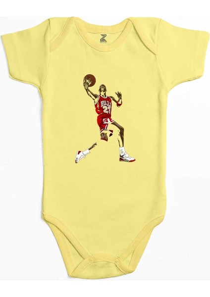 Air Jordn Grafiti Sarı Renk Bebek Body Zıbın