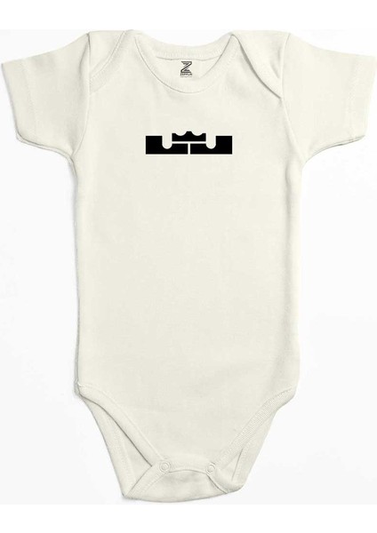 Lebron J. Logo Ekru Renk Bebek Body Zıbın