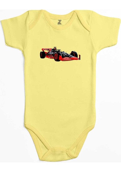 F1 Audi Car Sarı Renk Bebek Body Zıbın