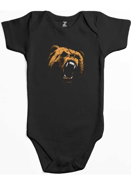 Grizzly Bear Siyah Renk Bebek Body Zıbın