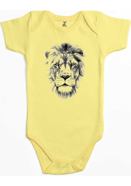 Lion Face Sarı Renk Bebek Body Zıbın