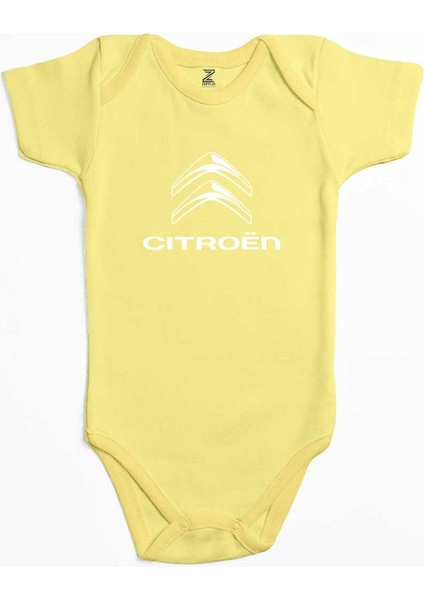 Citroen Logo 2 Sarı Renk Bebek Body Zıbın