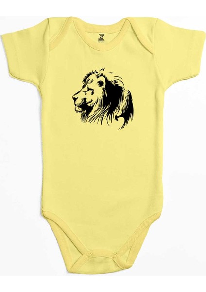 Black Lion Silhouette Sarı Renk Bebek Body Zıbın