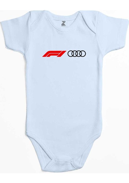 F1 Audi Logo Mavi Renk Bebek Body Zıbın