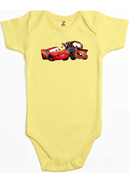 Şimşek Mcqueen ve Tow Mater Arabalar Sarı Renk Bebek Body Zıbın