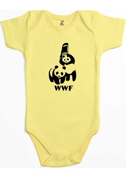 Ufc Wwf Panda Sarı Renk Bebek Body Zıbın
