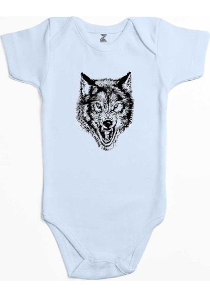 White Wolf Mavi Renk Bebek Body Zıbın