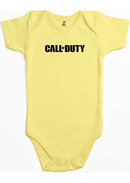 Call Of Duty Black Text Sarı Renk Bebek Body Zıbın