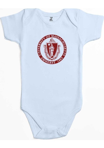 Massachusetts University Logo Mavi Renk Bebek Body Zıbın