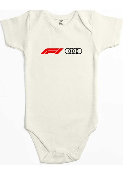 F1 Audi Logo Ekru Renk Bebek Body Zıbın