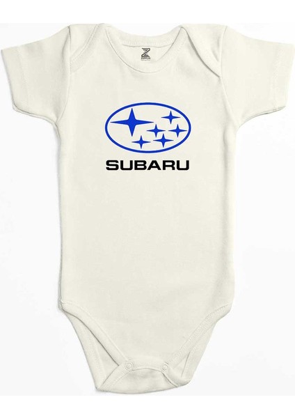 Subaru Logo Stars Ekru Renk Bebek Body Zıbın