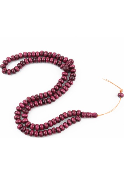Şimşir Ağacı Boyalı Vişne Çürüğü 99LUK Tekerlek Kesim 10X6MM Namaz Tesbihi
