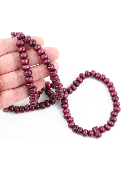 Şimşir Ağacı Boyalı Vişne Çürüğü 99LUK Tekerlek Kesim 10X6MM Namaz Tesbihi modelleri