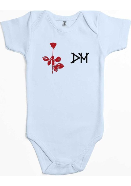 Depeche Mode Rose Mavi Renk Bebek Body Zıbın