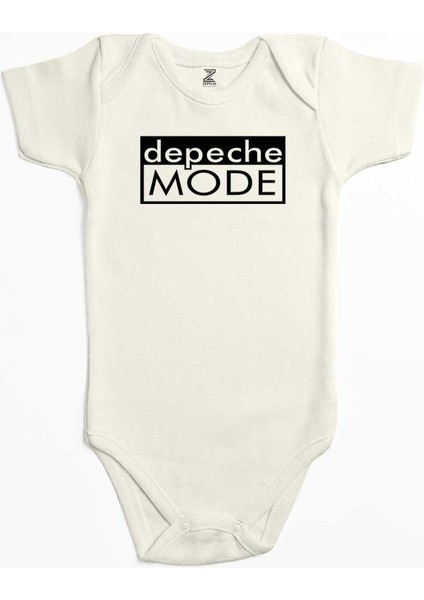 Depeche Mode Text Ekru Renk Bebek Body Zıbın