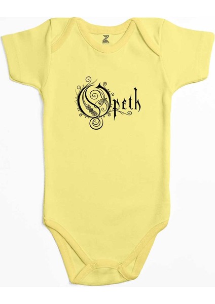 Opeth Logo Classic 2 Sarı Renk Bebek Body Zıbın
