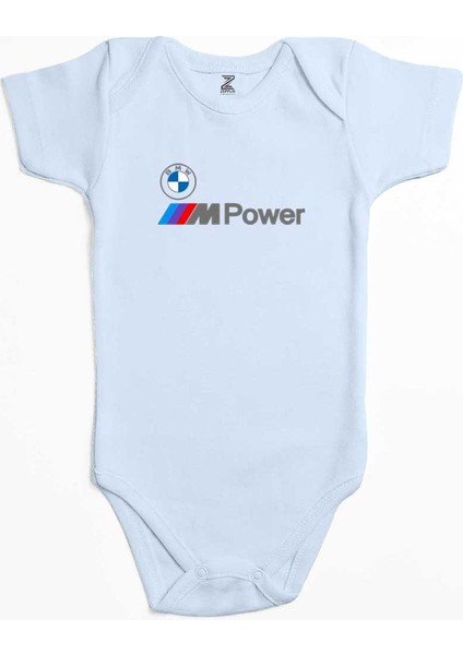 Bmw Logo M Power Yazı Mavi Renk Bebek Body Zıbın