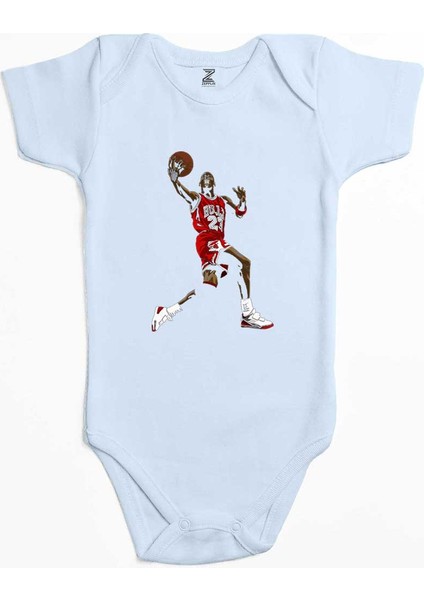 Air Jordn Grafiti Mavi Renk Bebek Body Zıbın